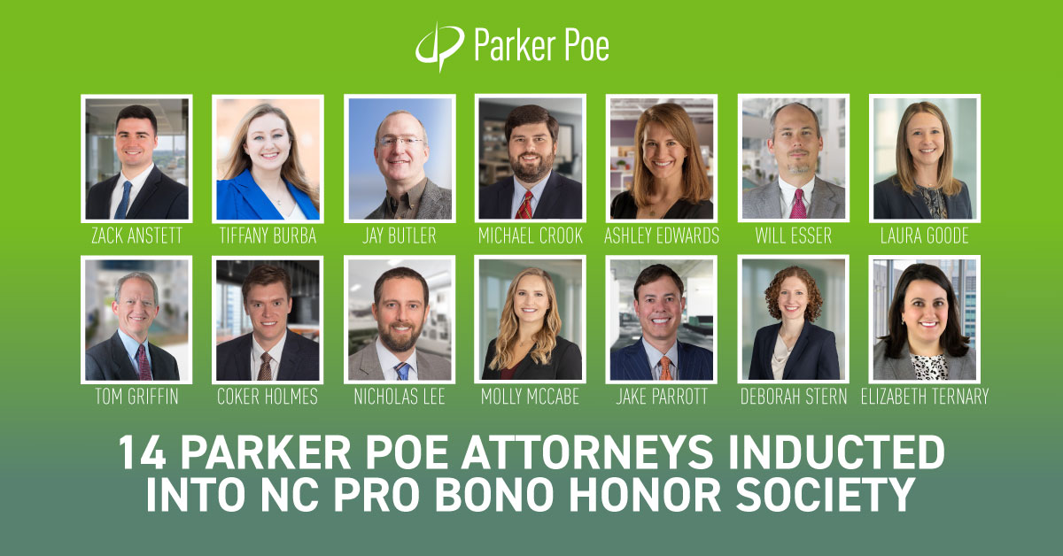 14 Parker Poe Attorneys Inducted Into Nc Pro Bono Honor Society For 2022 Parker Poe 